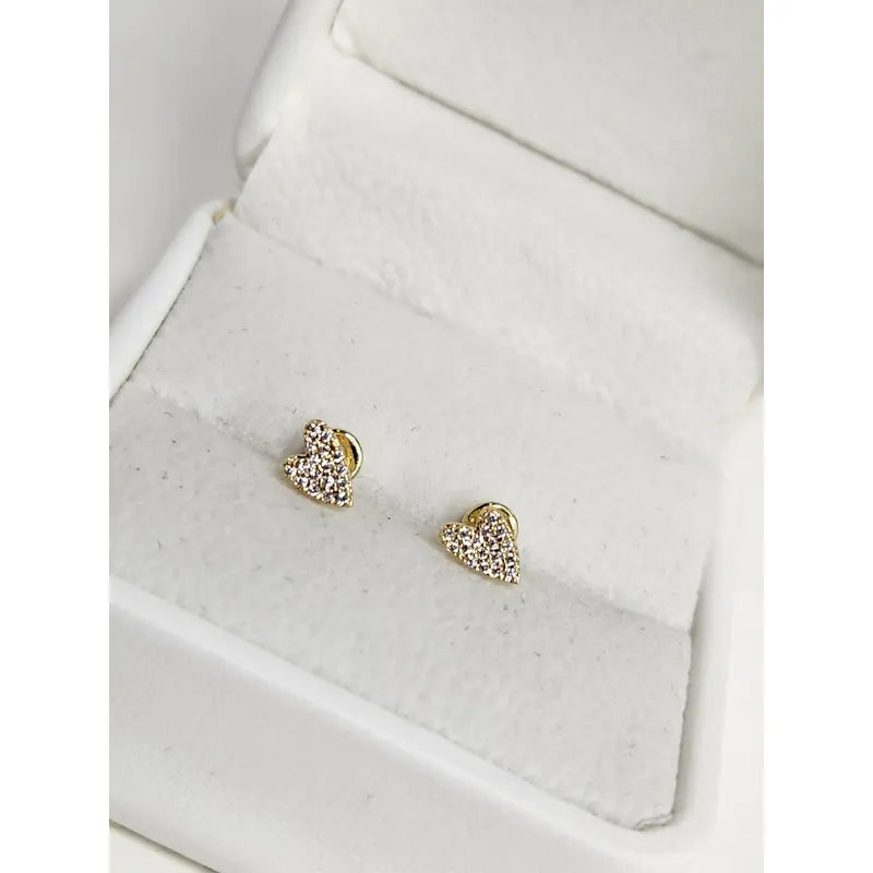 Aros De Niña O Bebe Con Tope De Oro 18k Enchapados Con Caja Dorado