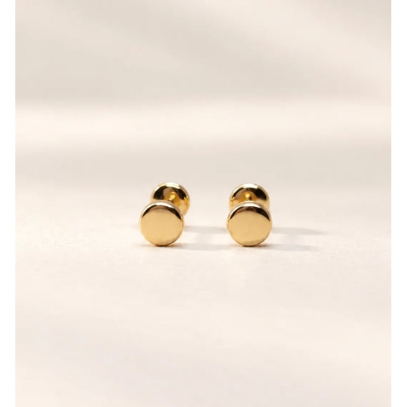 Aros Redondos Enchapados En Oro Tope Bebe Niña Regalo Dorado