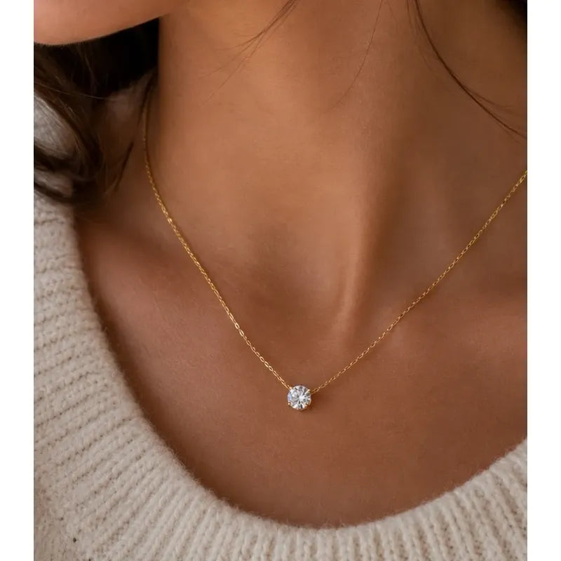 Collar Con Punto De Luz Color Dorado Mujer Acero Inoxidable Dorado