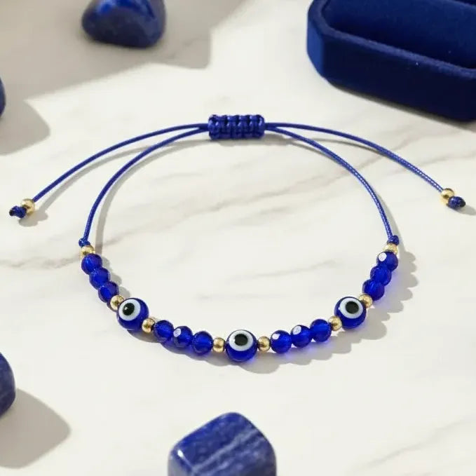 Pulsera Ojo Turco Protección Amuleto Suerte Unisex En Acero Azul 16 Cm