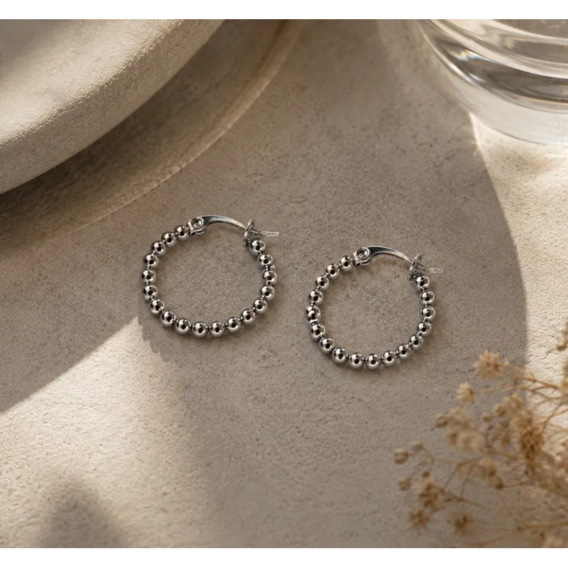 Aros Mujer Argollas Acero Inoxidable Minimalistas 20mm Plateado