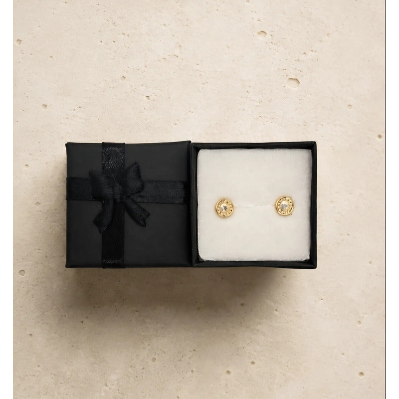 Aros Niña Enchapado Oro 18k Tope De Seguridad 5mm Infantil Dorado