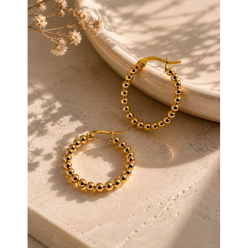 Aros Mujer Argollas Acero Inoxidable Minimalistas 20mm Dorado