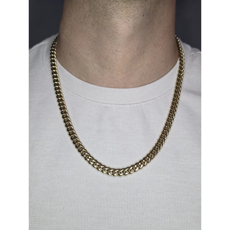 Cadena Cubana Hombre Acero Inoxidable 8mm Gruesa Regalo Dorado