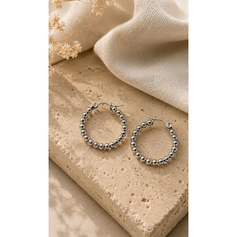 Aros Mujer Argollas Acero Inoxidable Minimalistas 20mm Plateado