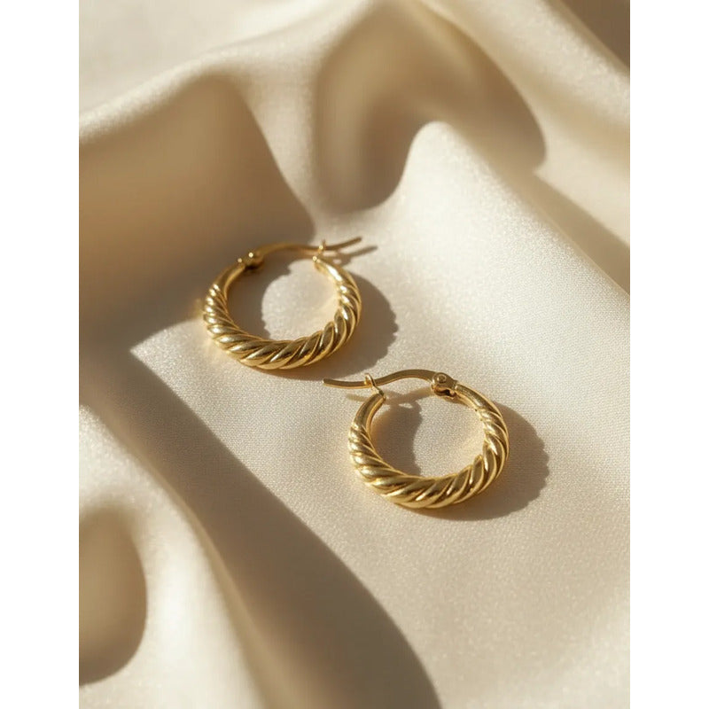 Aros Argollas Doradas Mujer Acero Inoxidable – Pendientes Elegantes Sin Alergia