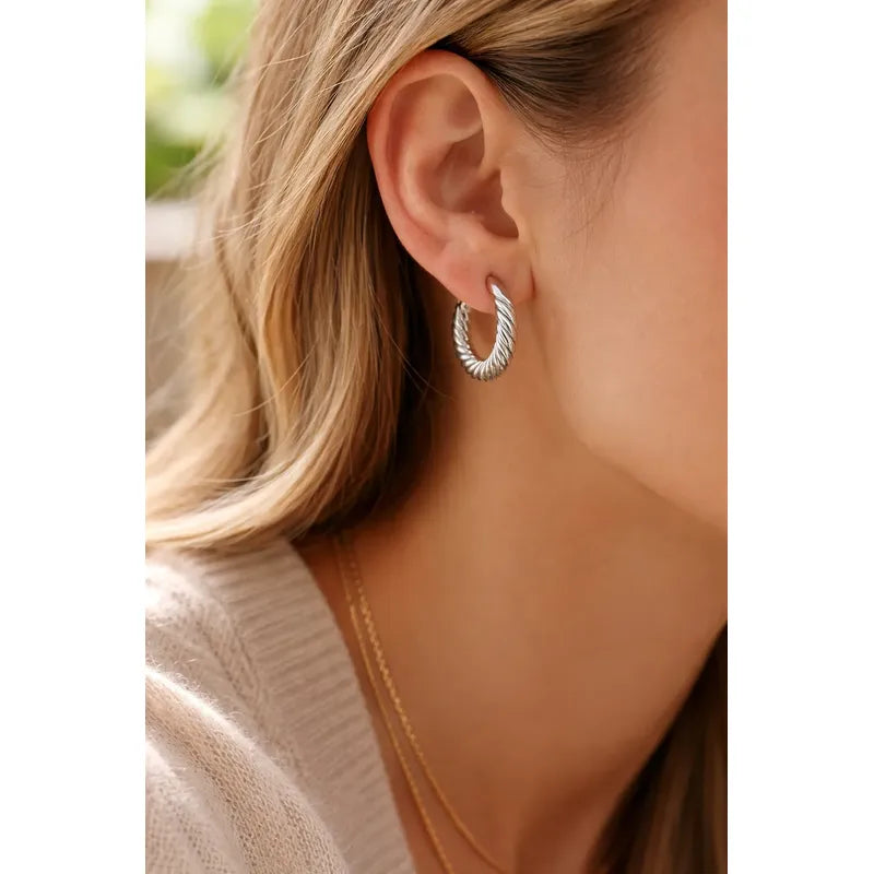 Aros Lena Argollas Plateadas