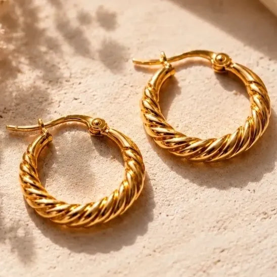 Aros Mujer Argollas Doradas De Acero Inoxidable Resistentes Dorado