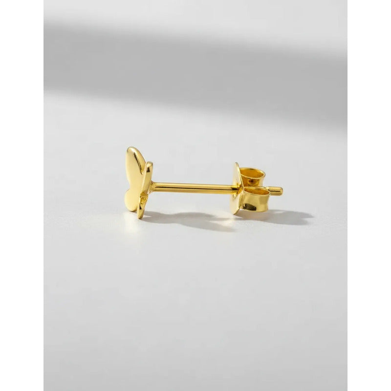 Aros Mariposa 8mm Enchapado Oro 18k Joyería Femenina Infanti Dorado Con Caja De Regalo