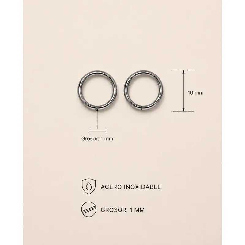 Aros Clicker Argollas 10mm Acero Quirúrgico Hombre Unisex Plateado