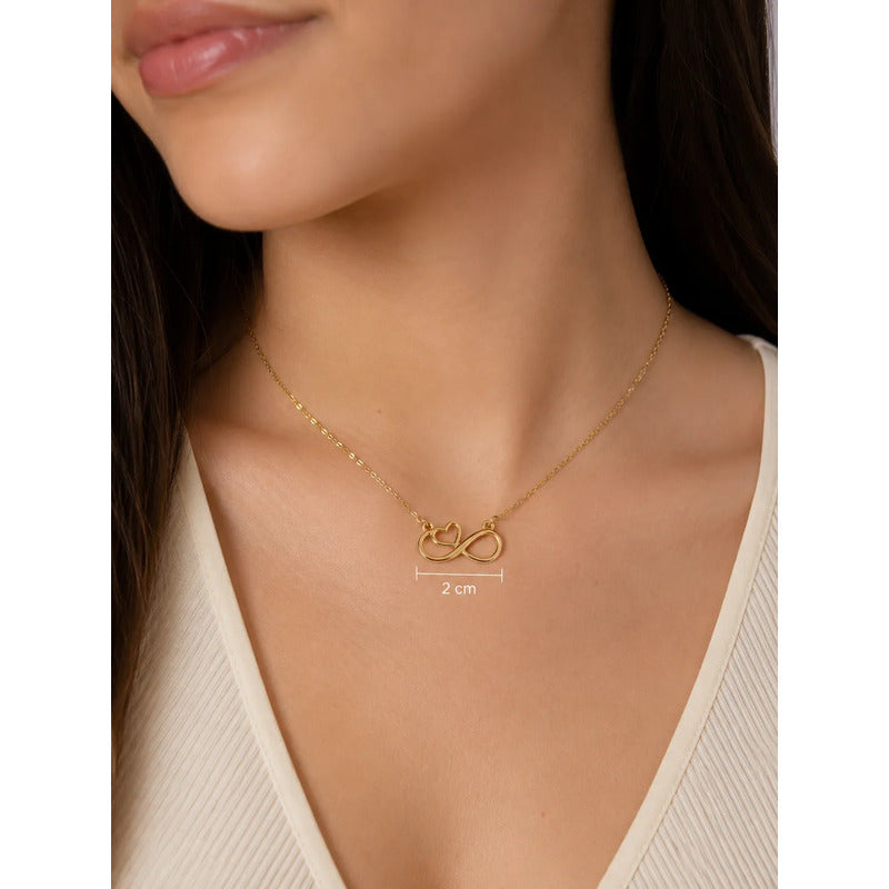 Collar Mujer Acero Inoxidable Amor Infinito Corazón Dorado