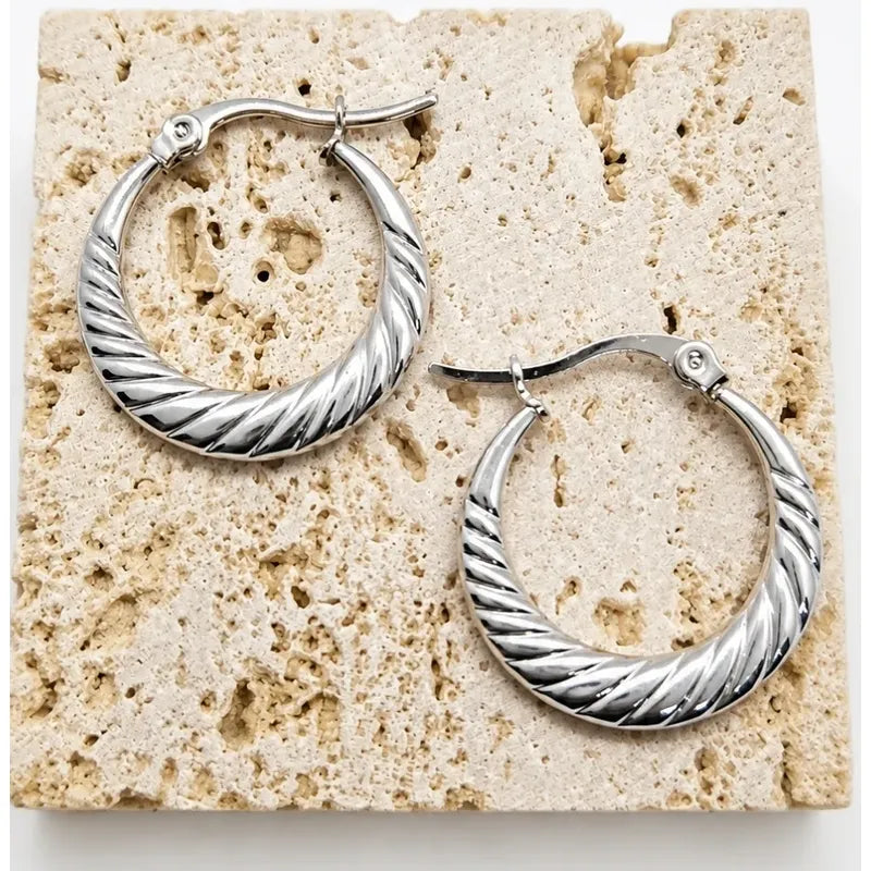 Aros Lena Argollas Plateadas