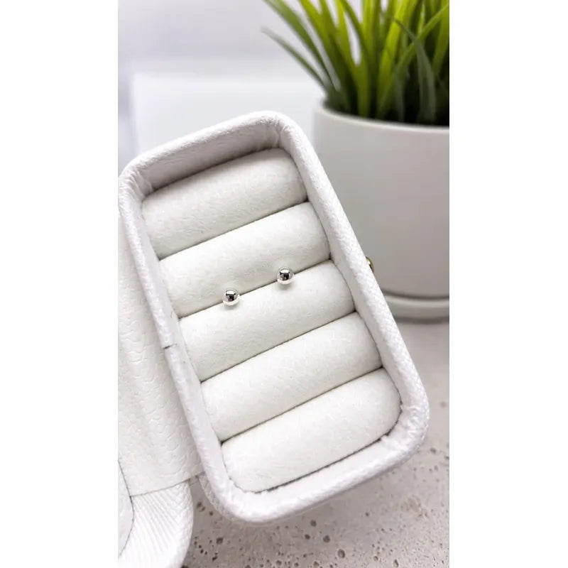 Aros Plata 925 Bebé Niña 3mm Clásicos Bolitas Tope Seguridad Plateado