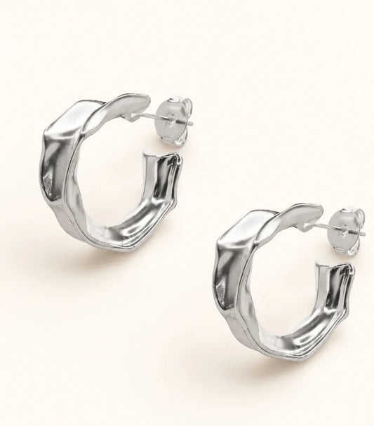 Aros Argollas De Plata Forma Geométrica De 22mm Para Mujer