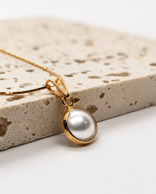 Collar Mujer Perla 8mm Enchapado Oro 18k Cadena 45 Cm Regalo