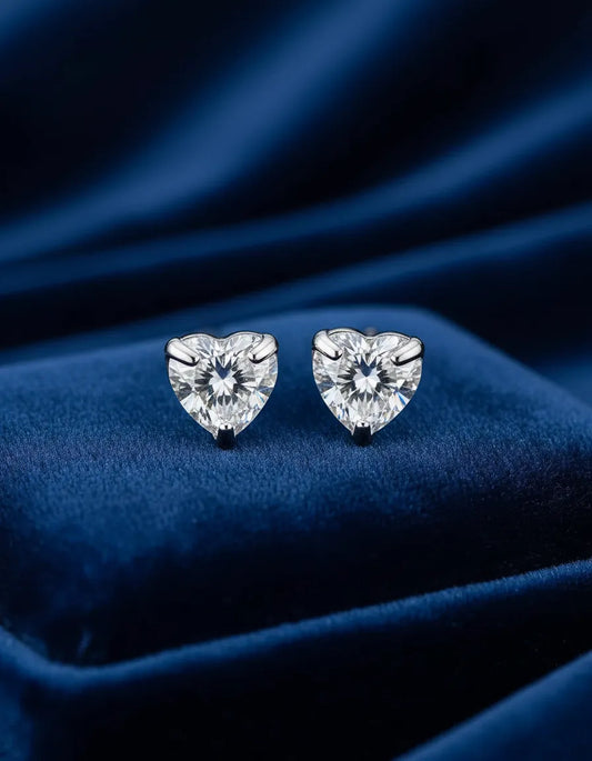 Aros Corazón Plata 925 8mm Zirconia Brillante Elegante Mujer