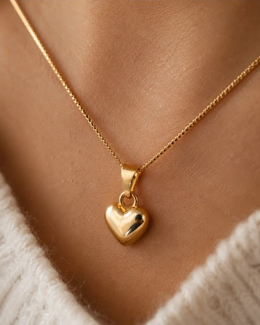 Collar Mujer Corazón Enchapado En Oro 18k Cadena 45cm Regalo