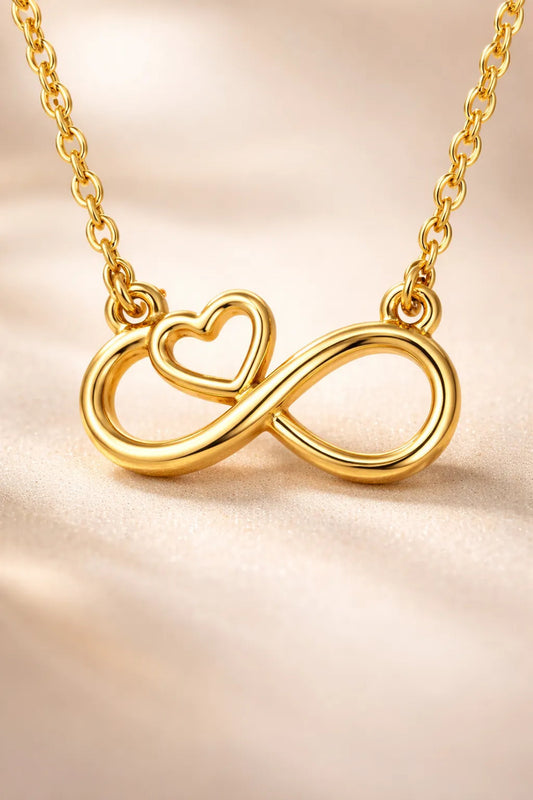 Collar Mujer Infinito Corazón Acero Inoxidable Caja Regalo