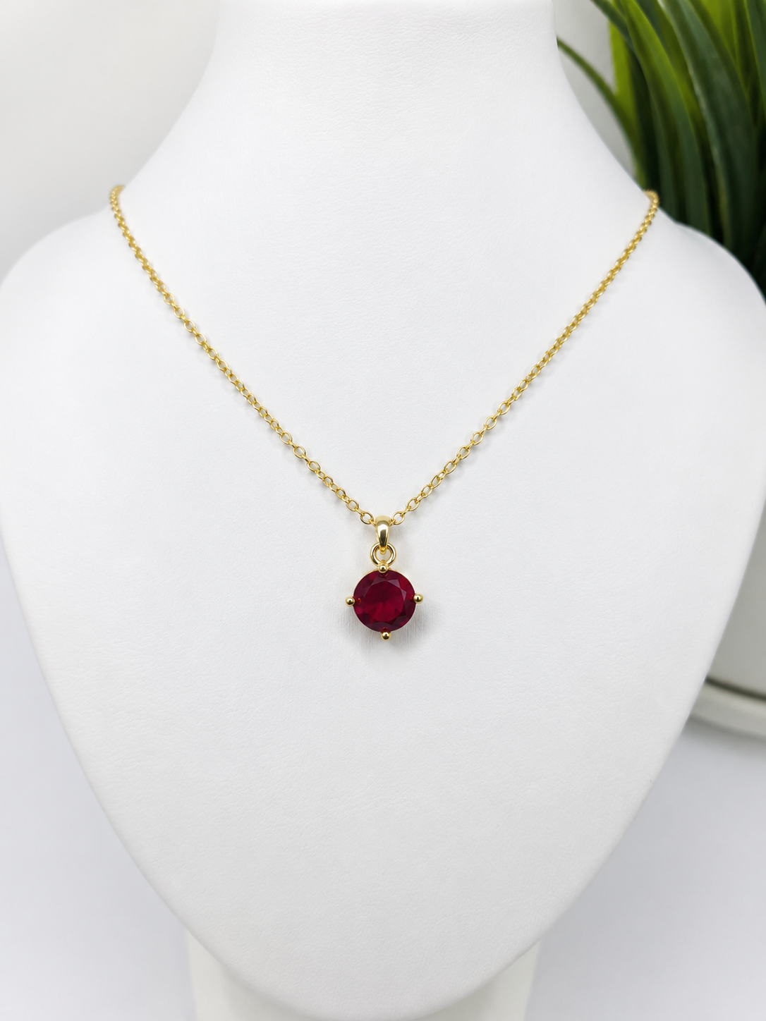Collar Punto de Luz Rojo Enchapado Oro 18k 45cm – Joyería Delicada Mujer
