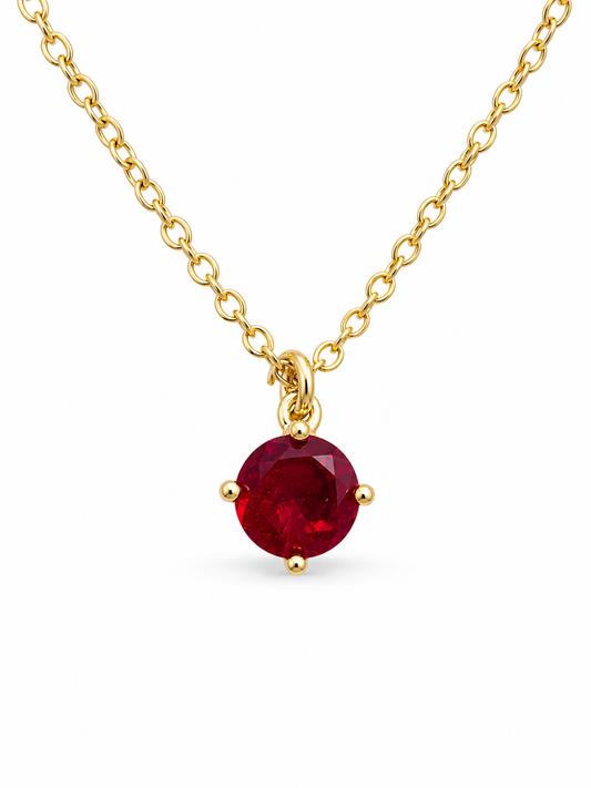Collar Punto de Luz Rojo Enchapado Oro 18k 45cm – Joyería Delicada Mujer